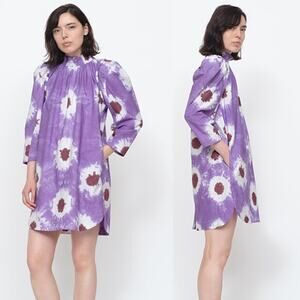 NEW Sea New York Tie Dye Tunic Long Sleeve Mock Neck Purple Mini Dress